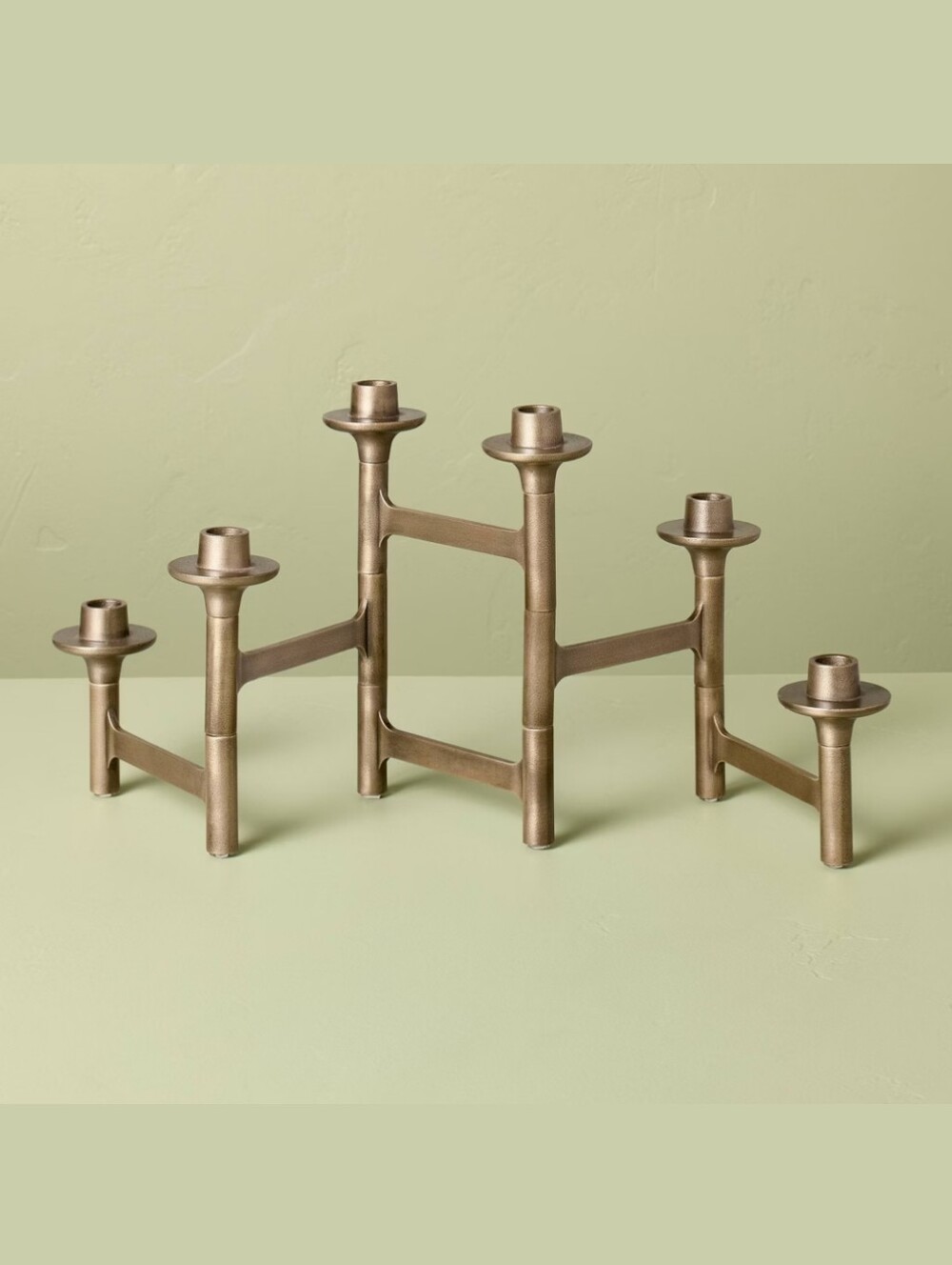 Hearth & Hand NWT Metal 6-Count Taper Candelabra In Brass Finish Adjustable